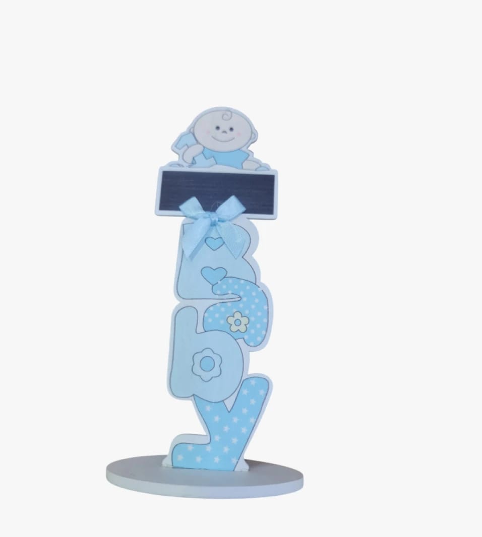 Wooden Baby Photo Holder Décor with Baby Design and BABY Lettering in Blue for Nursery Decoration and Gifts