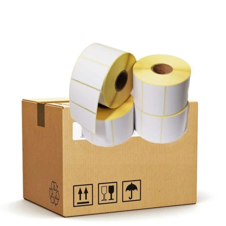 Polished Thermal Adhesive Label Roll, 3.8 x 2.5 cm, 700 Stickers - For All Uses and Barcodes (Carton of 100 Rolls)