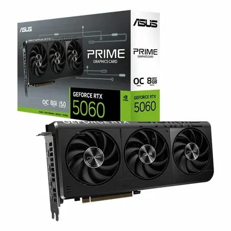 بطاقة رسوميات ASUS PRIME GeForce RTX 5060 OC Edition بسعة 8 جيجابايت GDDR7