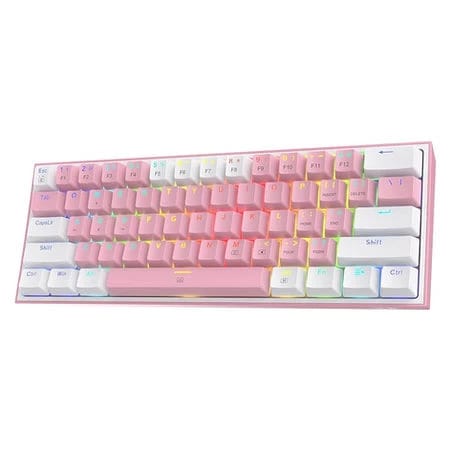 لوحة مفاتيح الألعاب السلكية Redragon K617 Fizz RGB - أبيض ووردي