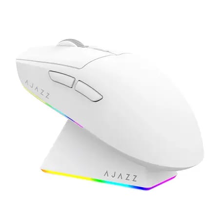 ماوس الألعاب اللاسلكي AJAZZ AJ139 V2 MC بتقنية البلوتوث مع قاعدة شحن، أبيض