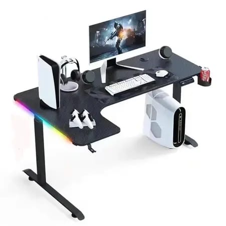 مكتب ألعاب RGB على شكل حرف L مقاس 140x60