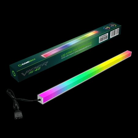 شريط إضاءة ليد GameMax Viper AR-40 مغناطيسي مزدوج الجوانب بألوان قوس قزح ARGB