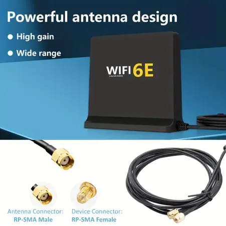 هوائي WiFi 6E ثلاثي النطاق عالي الأداء - 2.4 جيجاهرتز، 5 جيجاهرتز، 6 جيجاهرتز MIMO