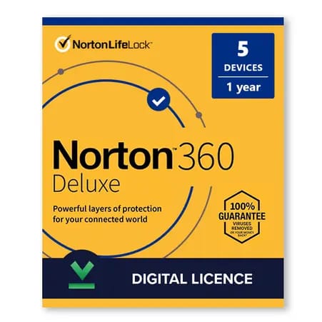 نورتون 360 ديلوكس (5 أجهزة، لمدة عام واحد) - مفتاح Norton LifeLock - للشرق الأوسط