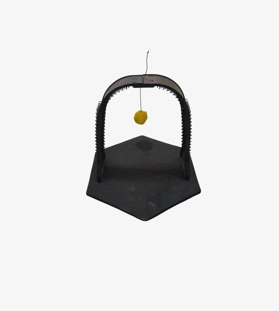 Brand X Interactive Cat Toy, Arched Design with Yellow Ball for Stimulating Senses and Amusement.