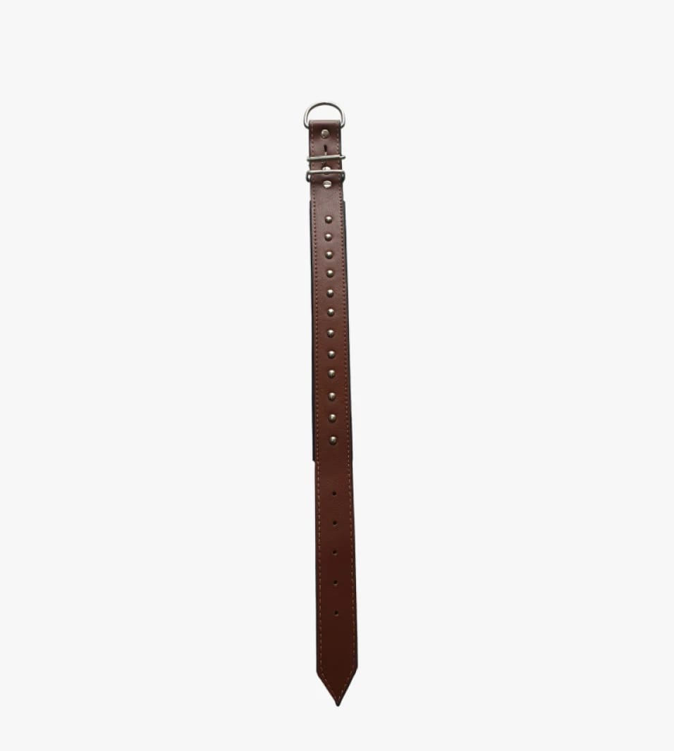Luxury Brown Leather Belt with Metal Studs and Elegant Design for Men by Renowned Brand for Modern Classic Look