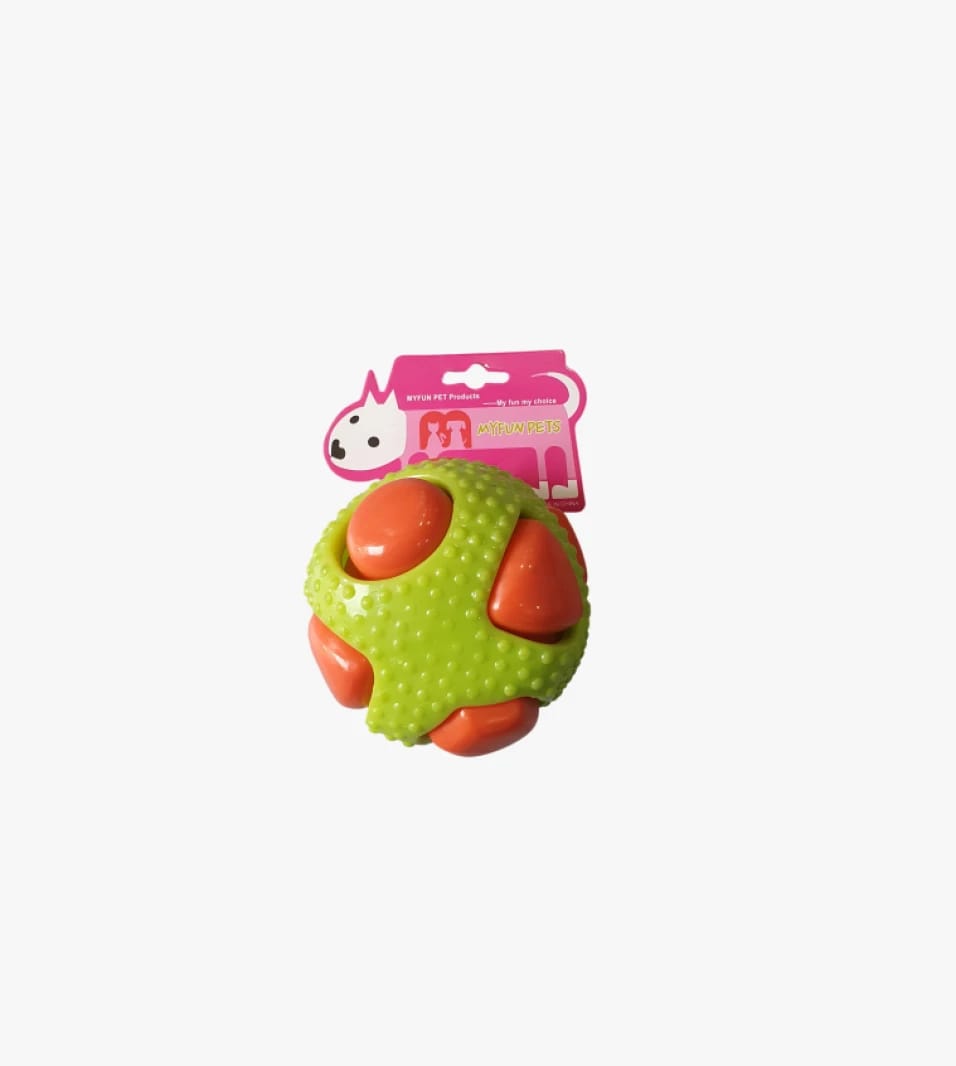 MYUM Pets Toy Ball, Engaging Spiked Design with Vibrant Orange Accents for Ultimate Pet Entertainment and Exercise.