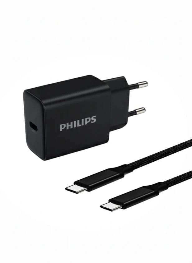 شاحن جداري فيليبس GaN بقوة 30 واط بمنفذ USB-C - مع كابل DLP5312NB/12