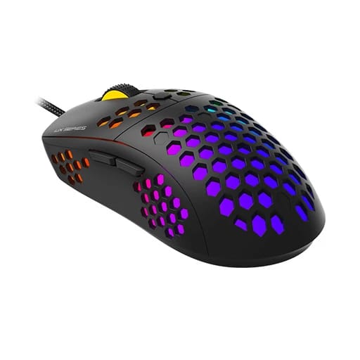 ماوس ألعاب سلكي من فانتيك بإضاءة LED ملونة - أسود (UX2)