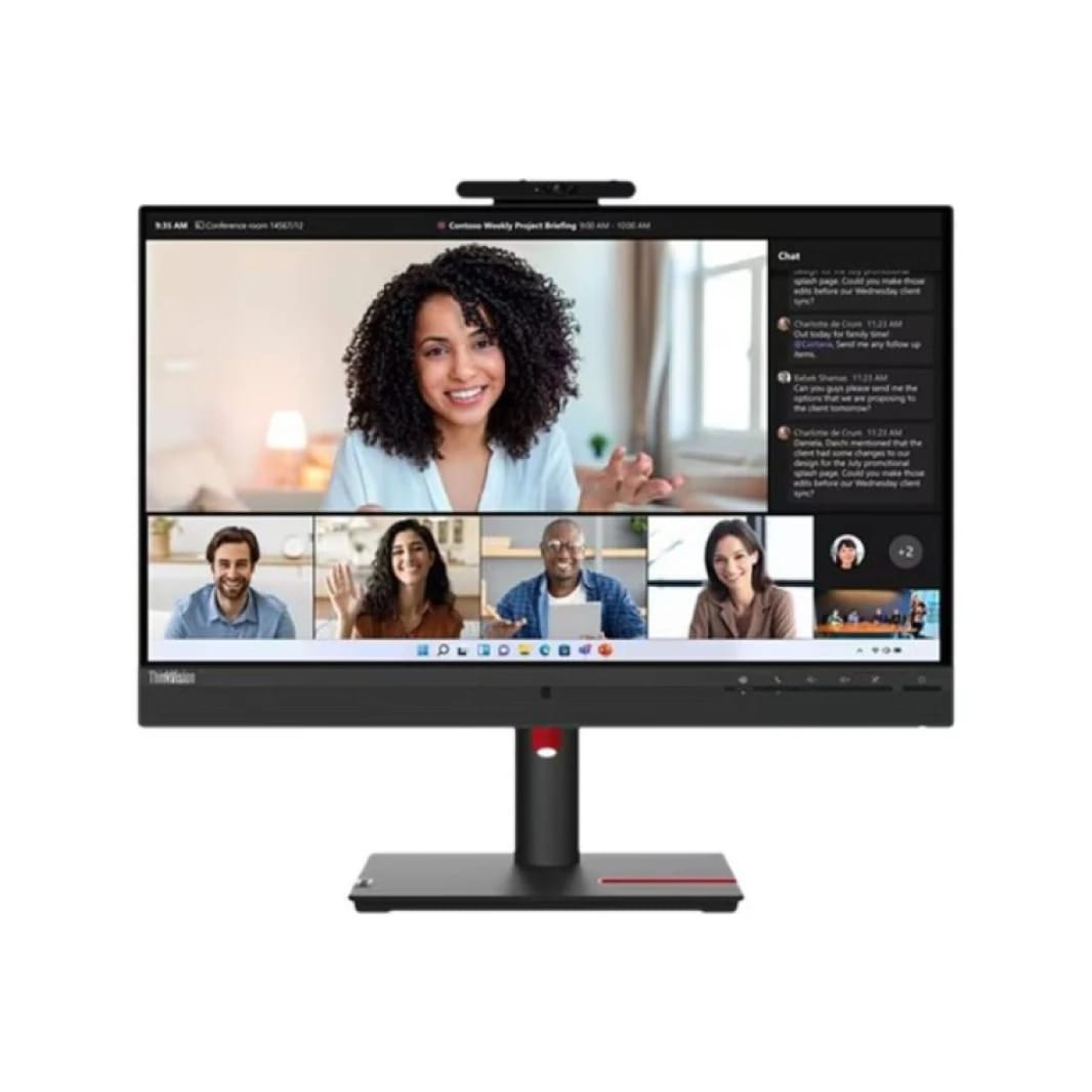 Lenovo ThinkVision T24mv-30 24" IPS Full HD 75Hz E-Meeting Monitor with Built-in 5MP IR+RGB Webcam, Speakers, Mic, HDMI 2.1, DP, USB-C, USB Hub & Adjustable Stand
