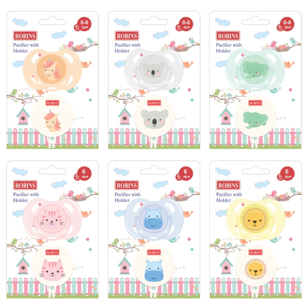 Robins Baby Pacifier with Chain Holder