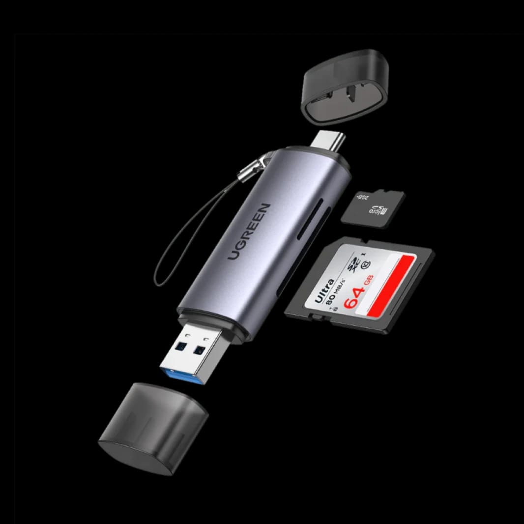قارئ بطاقات 2 في 1 بتقنية OTG ومنفذ USB-C من يوجرين