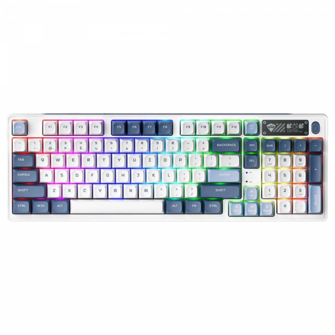 Machenike K600G-B97W Mechanical Keyboard – 97-Key Wireless/Wired Latte Switches Hot-Swappable RGB Backlight – White