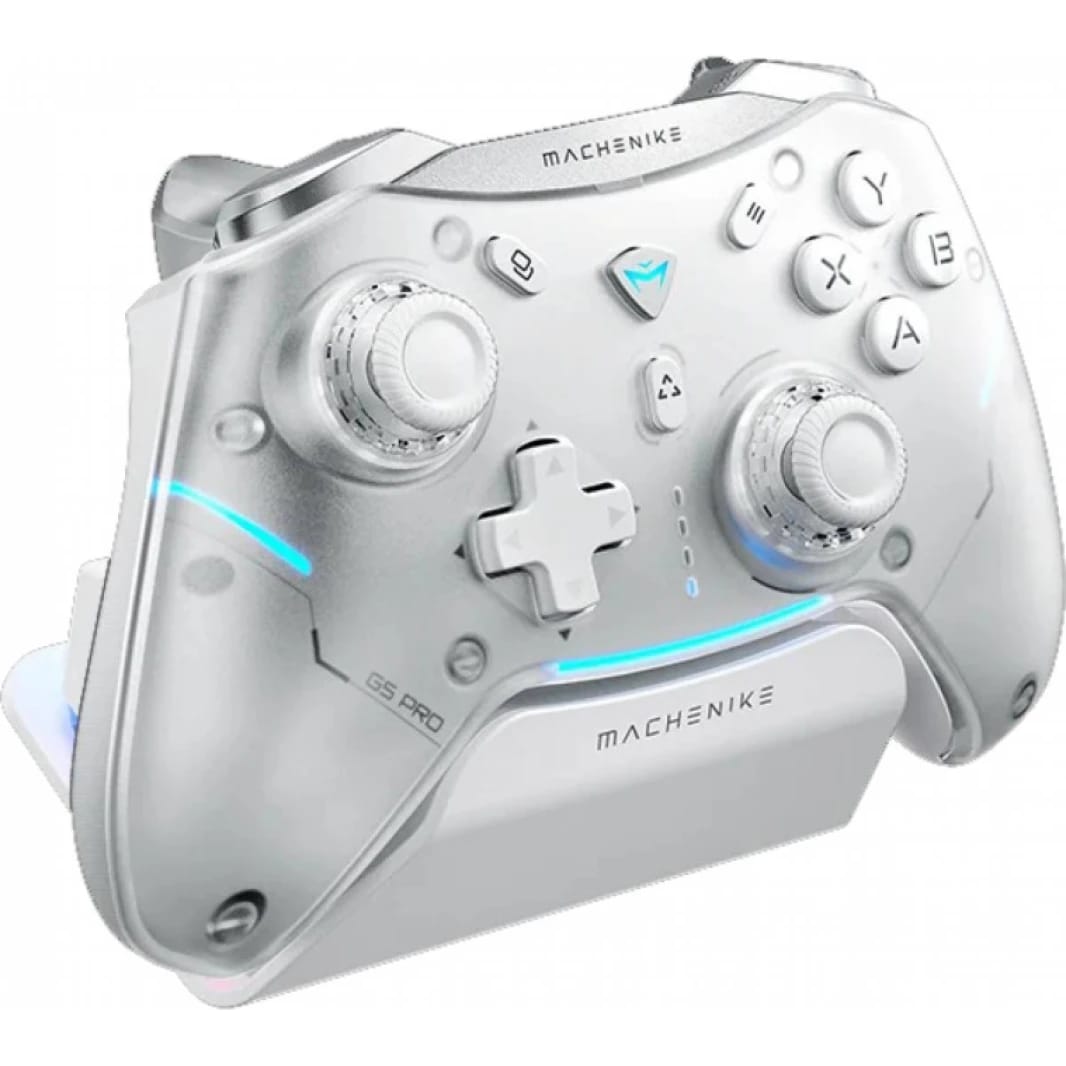 MACHENIKE G5 Pro Max Gaming Controller With Charging Dock RGB Wireless Gamepad Hall Effect Joystick Trigger For Switch PC Phone - White