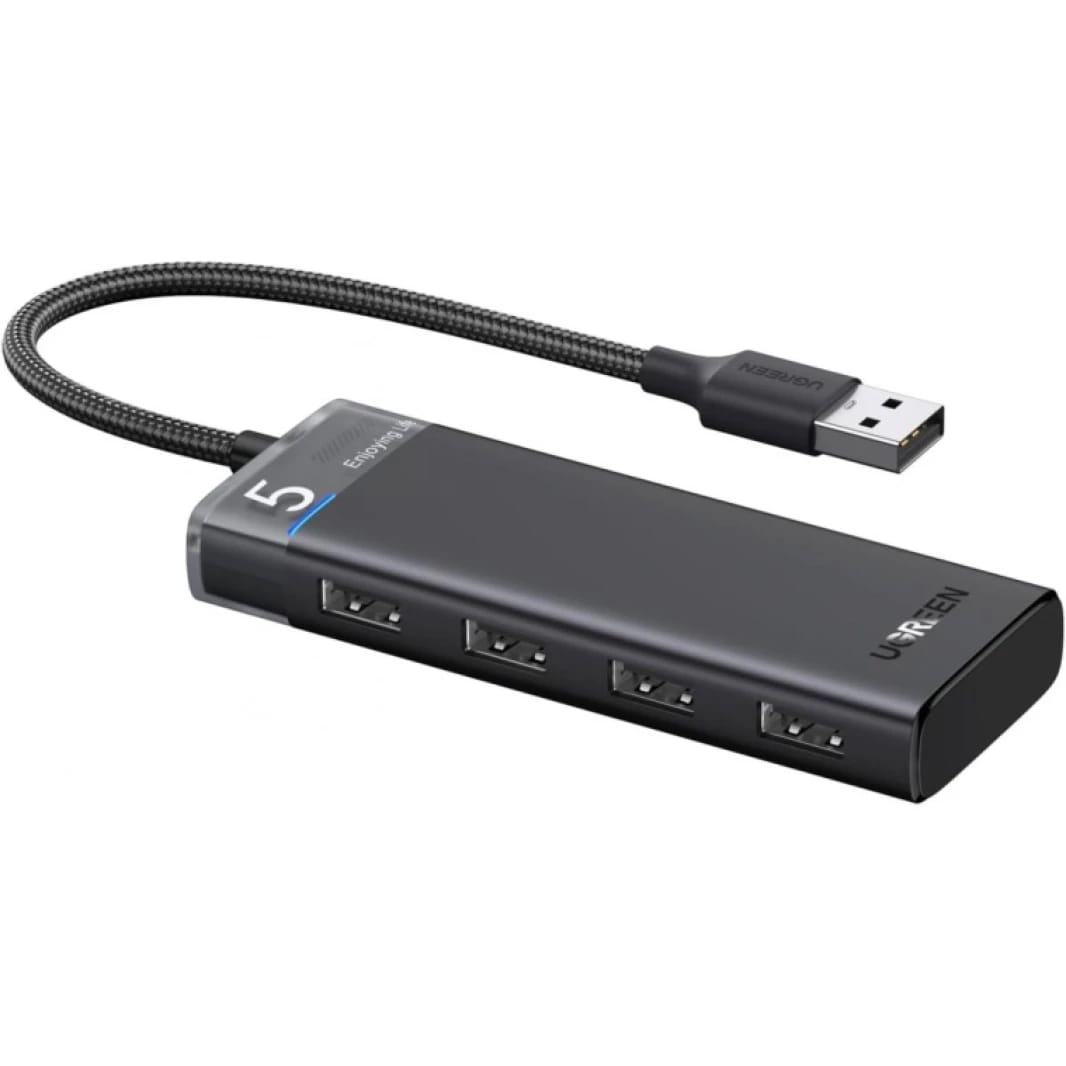 UGREEN CM219 4-Port USB 3.0 HUB 5Gbps High Speed Data Transmission with USB C Power Supply for PC, Laptop, Flash Drive, Mobile HDD, Windows