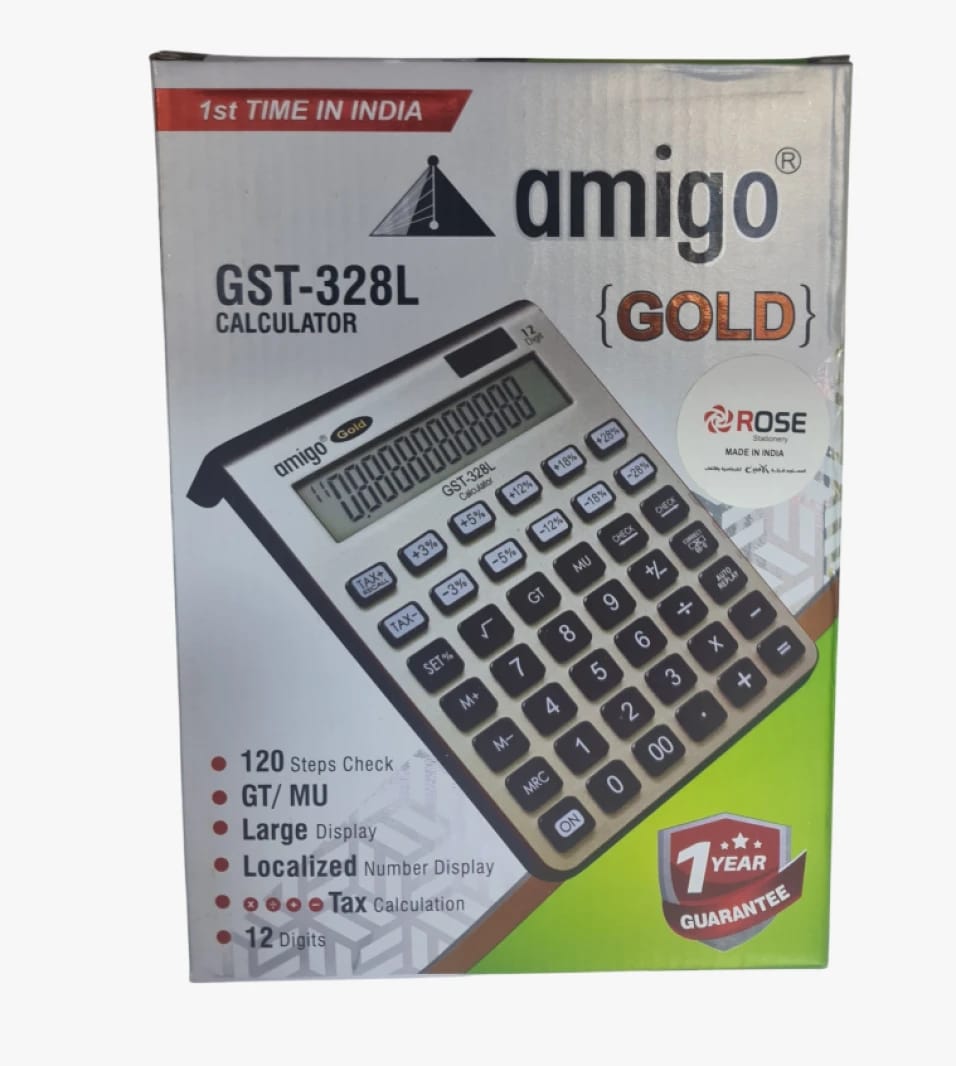 Amigo Gold GST-328L Calculator with Large Display and Multifunction Design for Accountants and Professionals