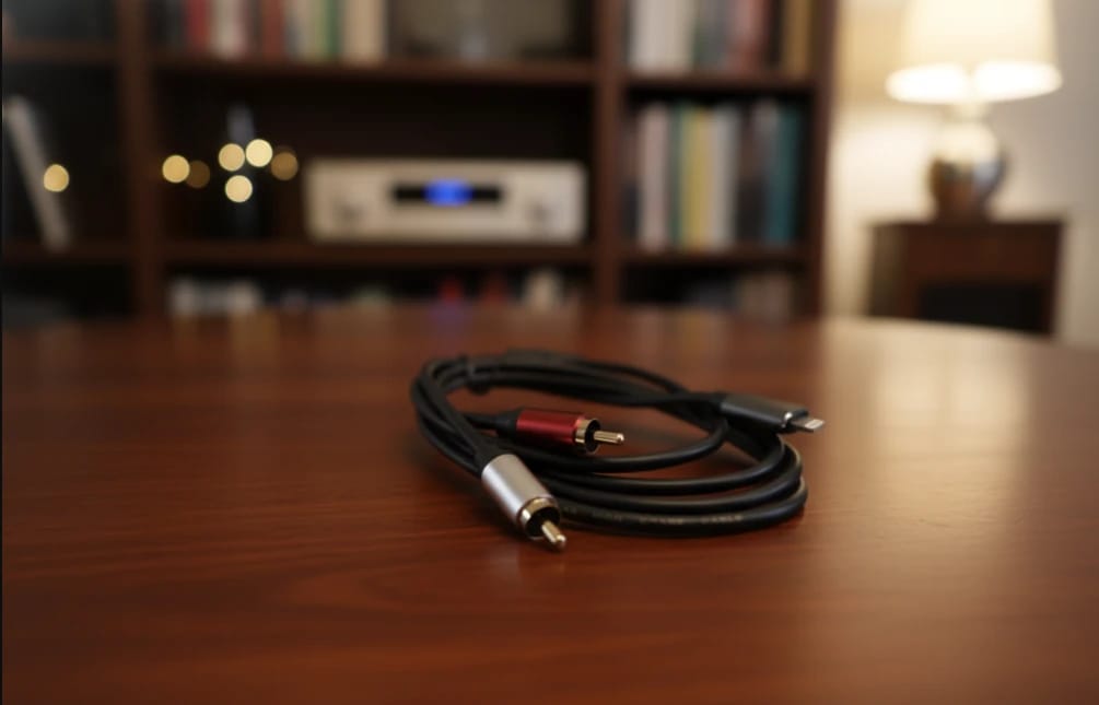كابل آيفون إلى 2RCA M/M بطول 1.5 متر بتصميم فاخر للاستخدام من قبل عشاق الصوت والموسيقى.
