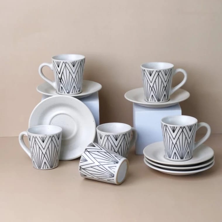 Elegant Patterned Porcelain Coffee Set