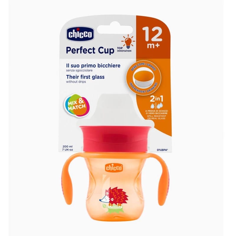 Chicco NaturalFit 360 Degree Rim Trainer Sippy Cup with Handles, Red, 200 ml, +12 months