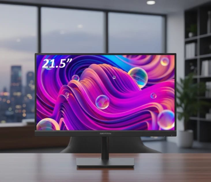 شاشة عرض LED كاملة الوضوح مقاس 21.5 بوصة بدقة عالية ومعدل تحديث 75 هرتز من HIKVISION للاستخدام المكتبي
