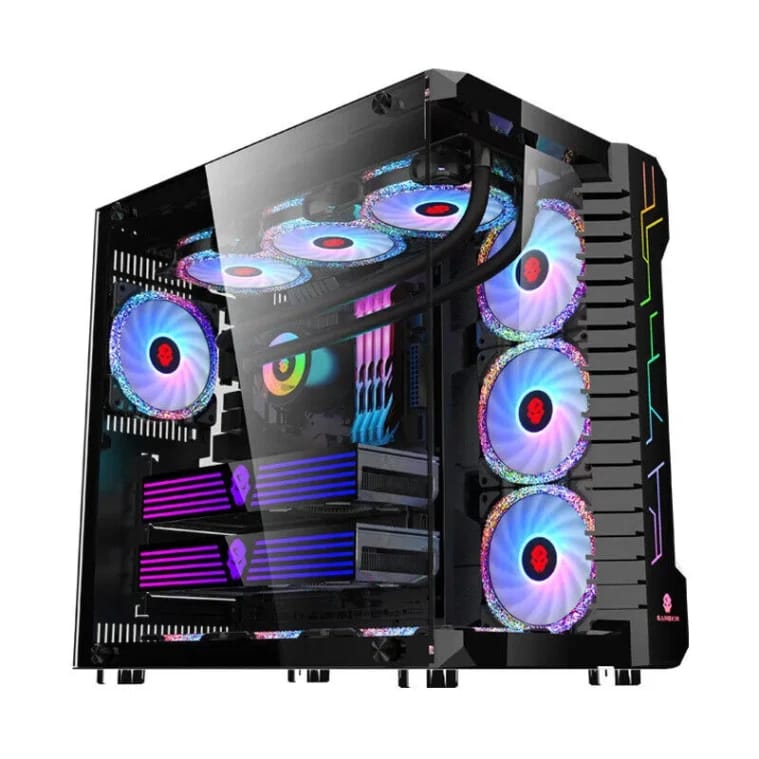 صندوق كمبيوتر مكتبي للألعاب روبن III، برج متوسط ATX بلوحة من الزجاج المقوى - أسود