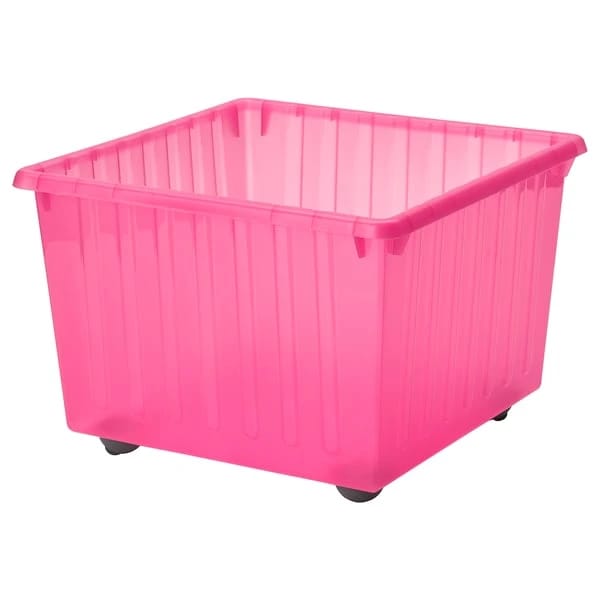 Storage crate with castors, light pink, 39x39 cm