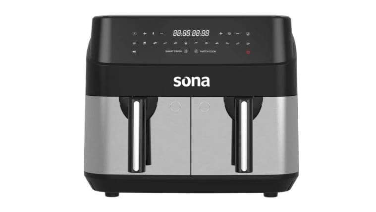 Sona Air Fryer 1750W, 12 Programs, 9L, with 2 Baskets, Touch Control | SAF-9209 D