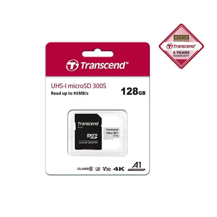 Transcend 128GB USD300S-A UHS-I U3A1 MicroSD Card With Adapter