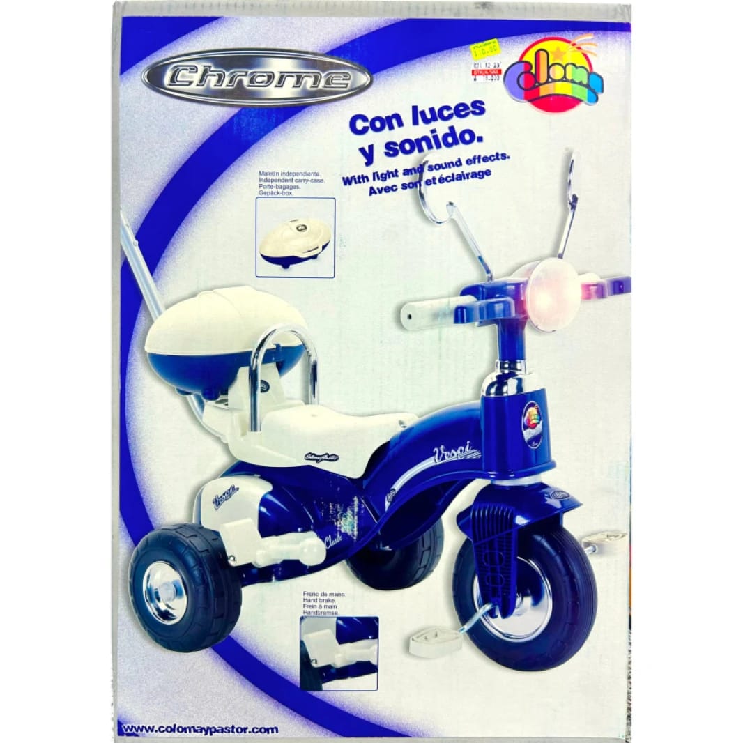 Coloma Y Pastor Chrome Police Vespa Tricycle with Handle - 1.5 to 3 Years