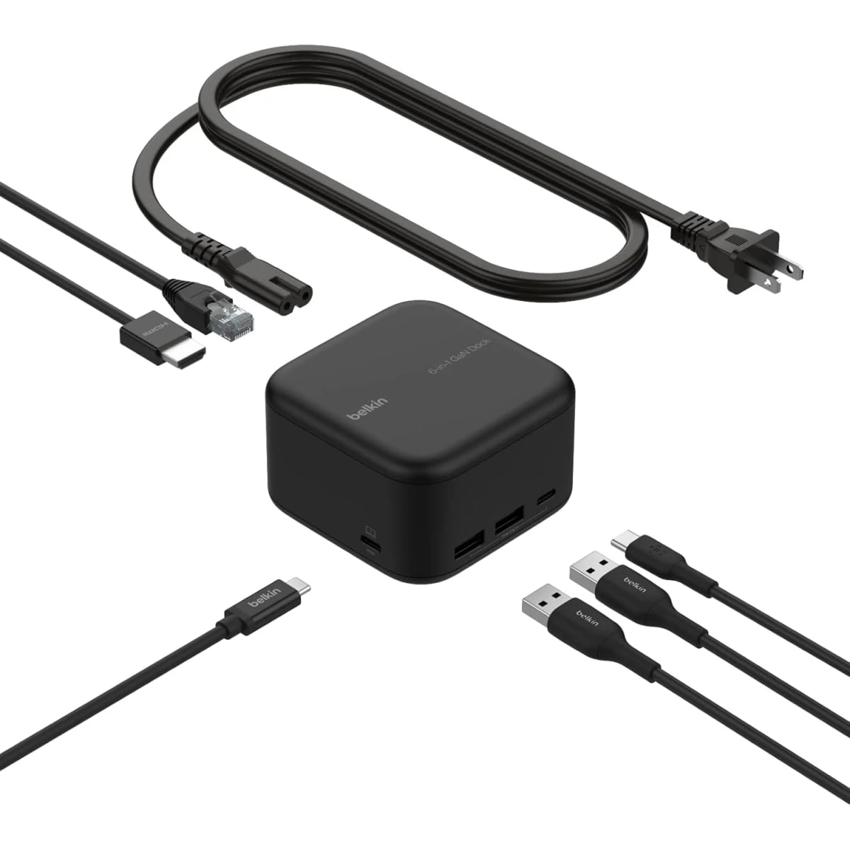 Belkin Connect USB-C 6-in-1 Core GaN Dock 130W, Multiport Docking Station with 96W PD, USB-C, USB-A, Gigabit Ethernet, & 4K HDMI Ports for MacBook Pro, PC Laptops, & Chromebook