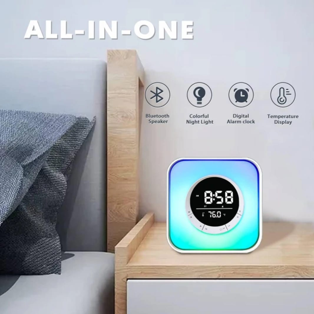 Bluetooth Speaker Alarm Clock for Teens, Multi-Function Alarm Clock with Bluetooth Speaker Night Light LED Lamp Dimmable & 11 RGB Color Changing Light, Gift Ideas for Teens Girl Boy Kids Bedroom