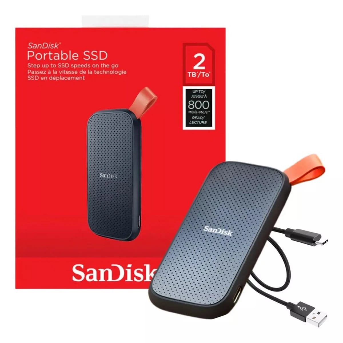 SanDisk 2TB Portable SSD - USB-C, USB 3.2 Gen 2 - External Solid State Drive