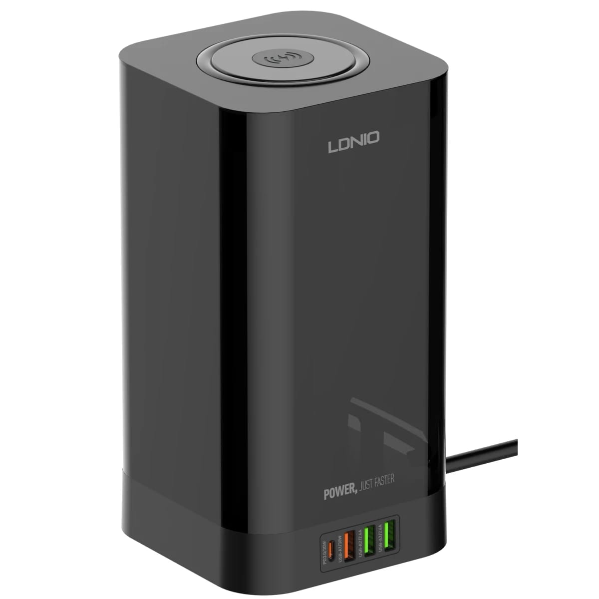 LDNIO SEW4485 2500W European Power Strip with 4 EU Sockets, 4 USB Ports & 15W Wireless Charger, Supports PD QC3.0 PPS Fast Charging, Vertical Desk Charging Station with Timer for iPhone, iPad Pro & MacBook Pro - EU Plug