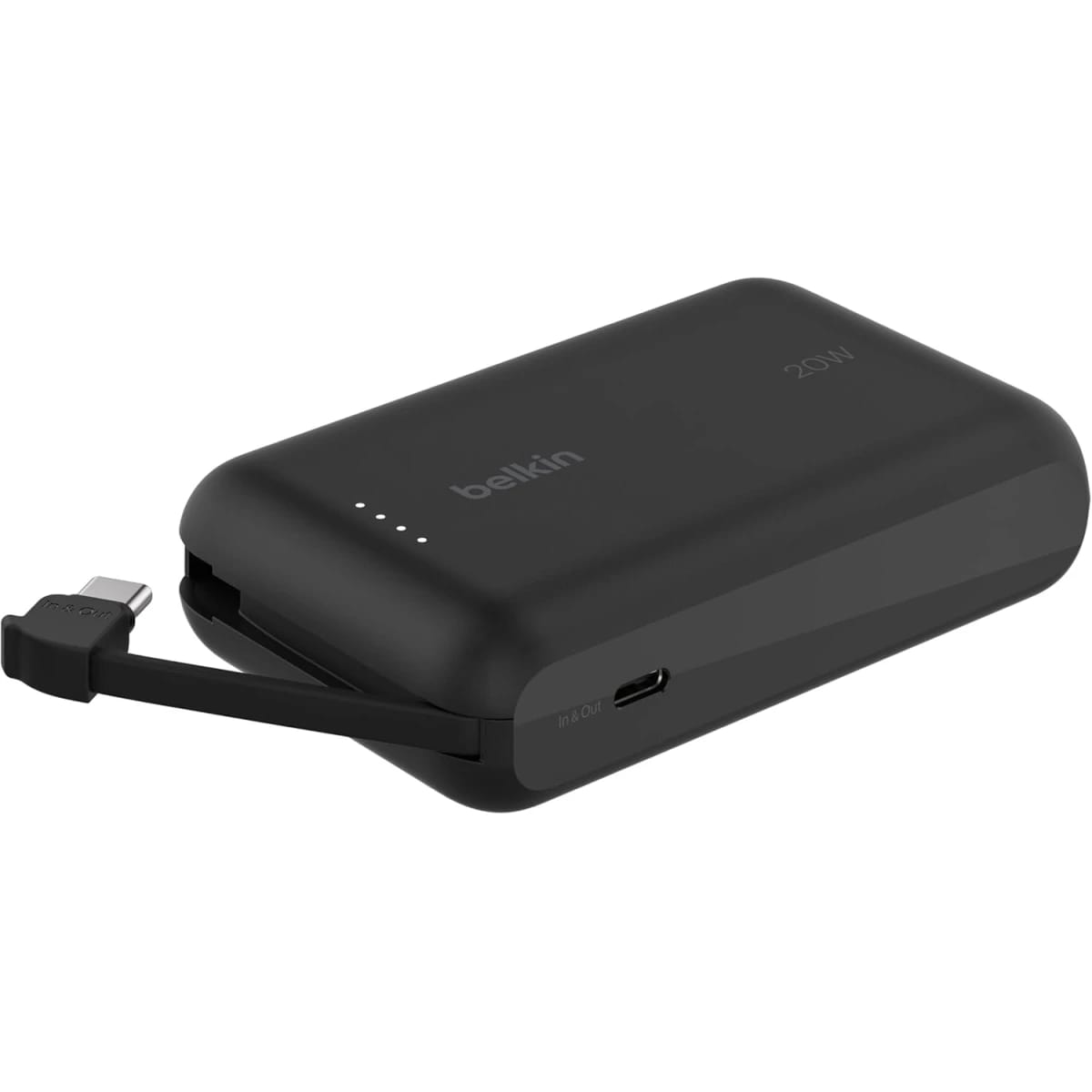 Belkin BoostCharge 10000mAh Power Bank with Integrated Cable, 20W PD Fast Charging for iPhone 16, iPad Pro, Galaxy S24 & More - Black