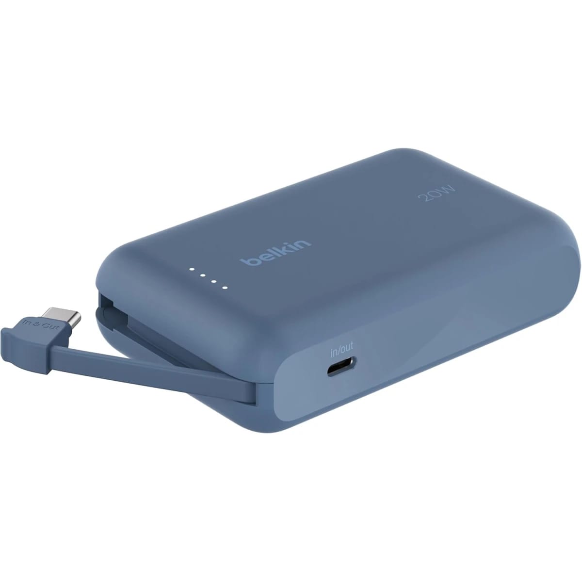 Belkin BoostCharge 10000mAh Power Bank with Integrated 20W PD USB-C Cable - Blue