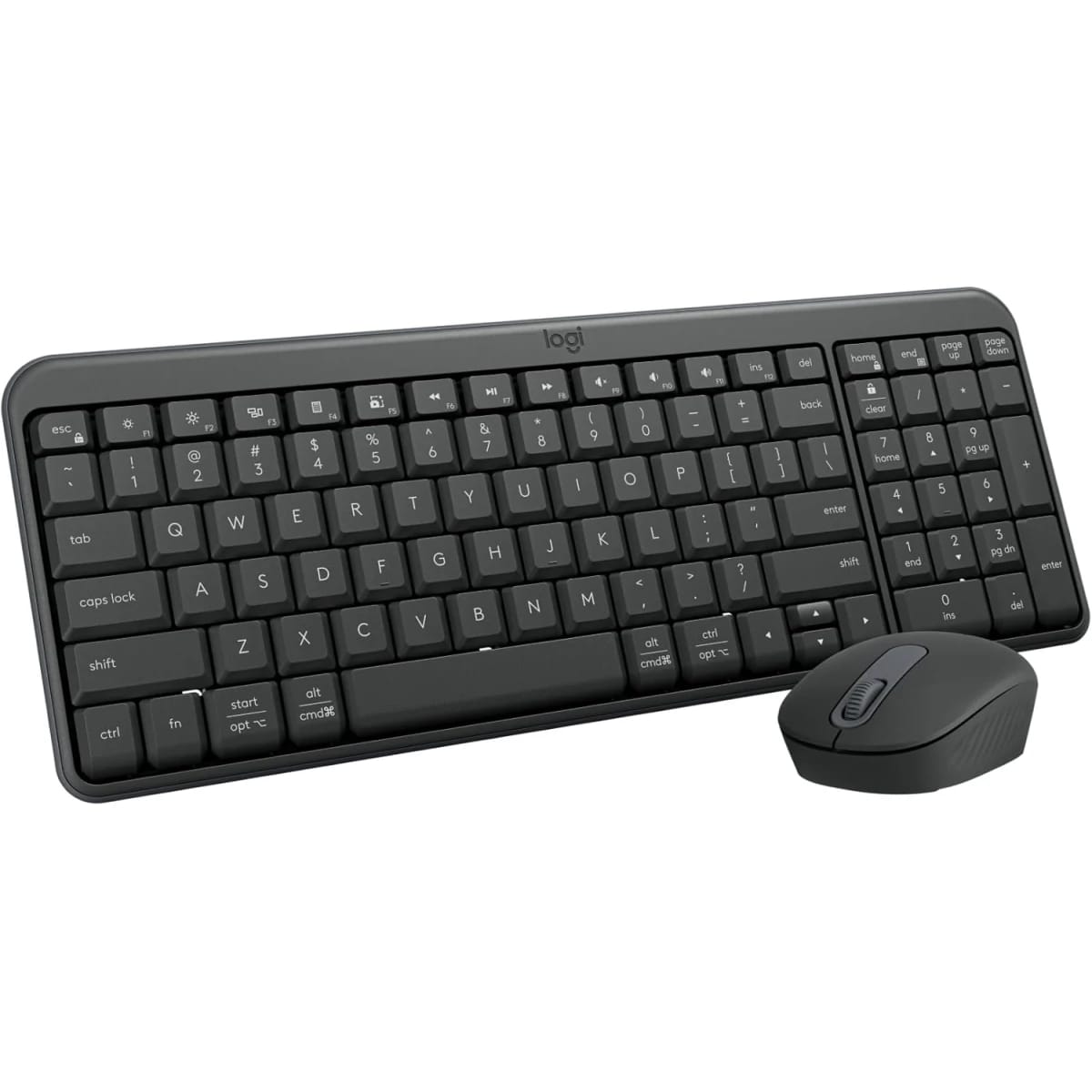 Logitech MK250 Bluetooth Mouse & Keyboard Combo, Compact Wireless Keyboard, Ambidextrous Mouse - Windows/MacOS Arabic/English Layout - Graphite