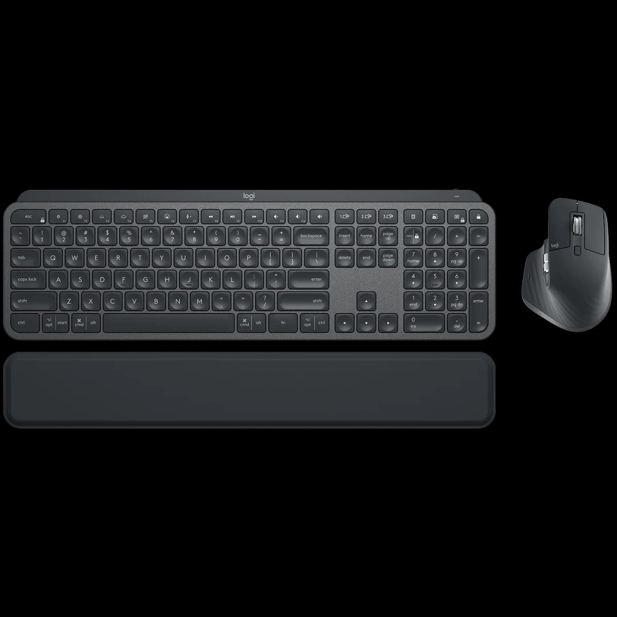 Logitech MX Master 3S Keys S Combo Performance Wireless Keyboard & Mouse with Palm Rest, Customizable Illumination, Fast Scrolling, Bluetooth, USB C, for Windows, Linux, Chrome, Mac, Arabic & English Layout, Graphite