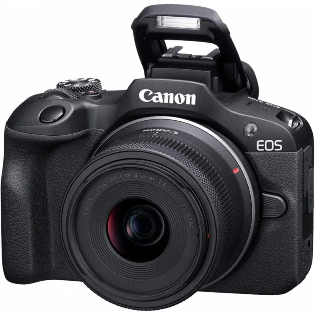 Canon EOS R100 Mirrorless Camera RF-S18-45mm F4.5-6.3 is STM Lens Kit, 24.1 Megapixel CMOS (APS-C) Sensor, 4K Video, RF Mount, Black