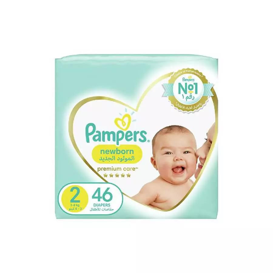 فوط الأطفال Pampers Premium Double (2) 46 Baby Diapers