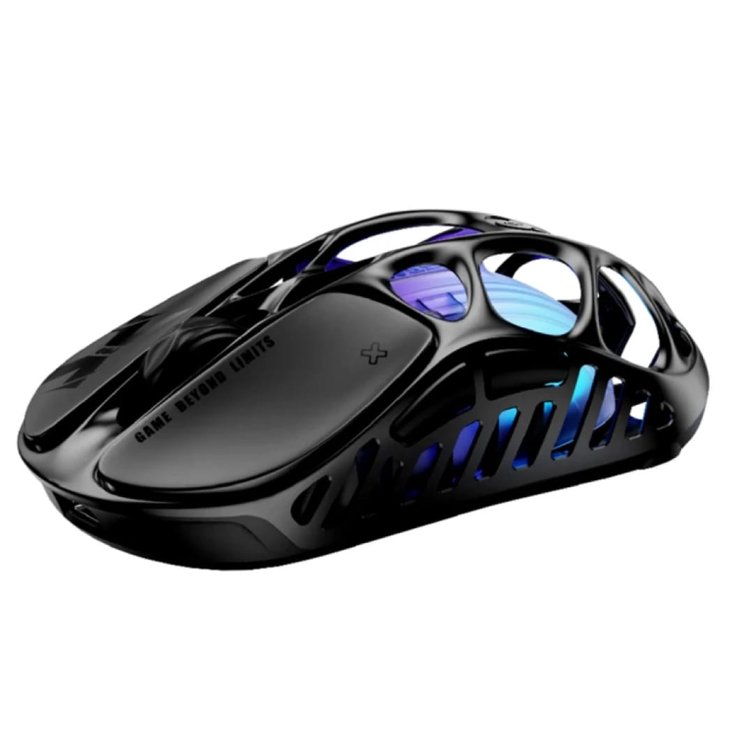 GravaStar Mercury X Wireless Gaming Mouse – 32,000 DPI PAW 3950 Sensor, 1000Hz Polling Rate, 49g, Magnesium Alloy Hollow Frame, RGB Lighting, 5 Programmable Buttons - Black