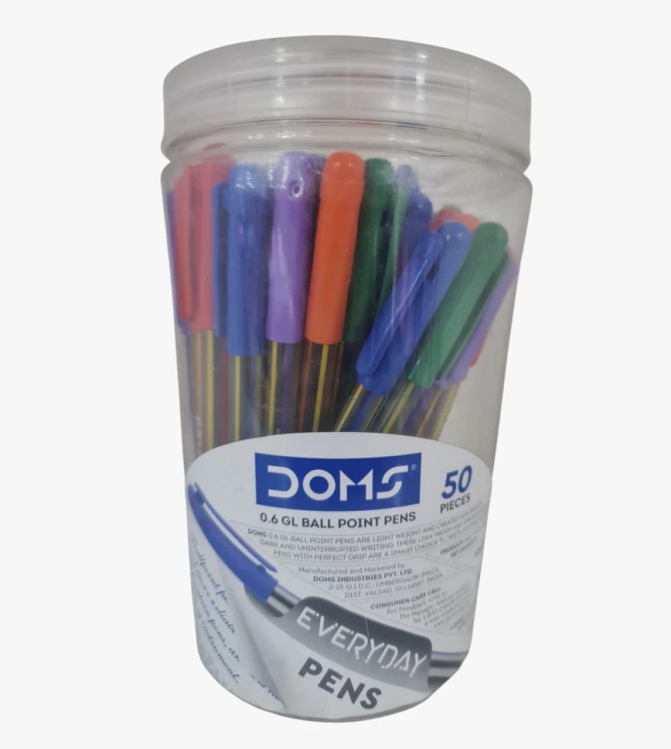 DOMS Ball Point Pens, Colorful Pen Set for Everyday Use, Ideal for Writing Tasks with Style and Reliability.