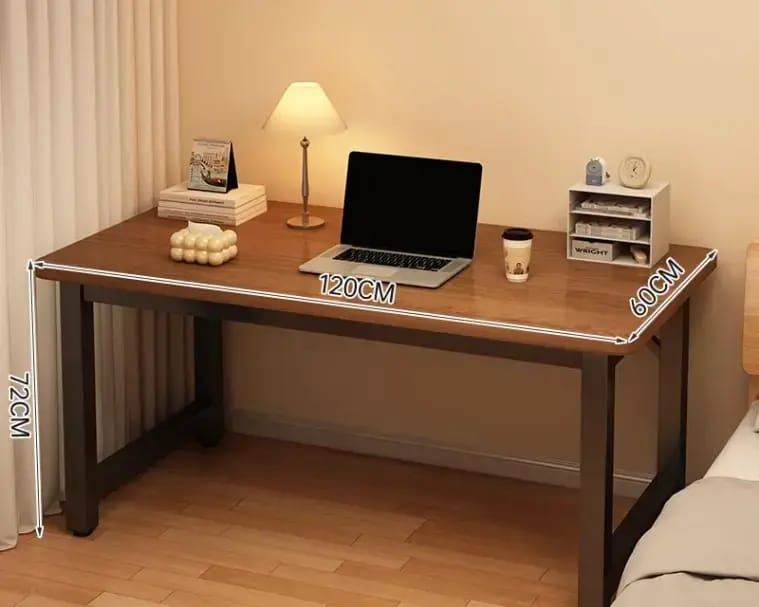Wide Wooden Desk with Metal Frame