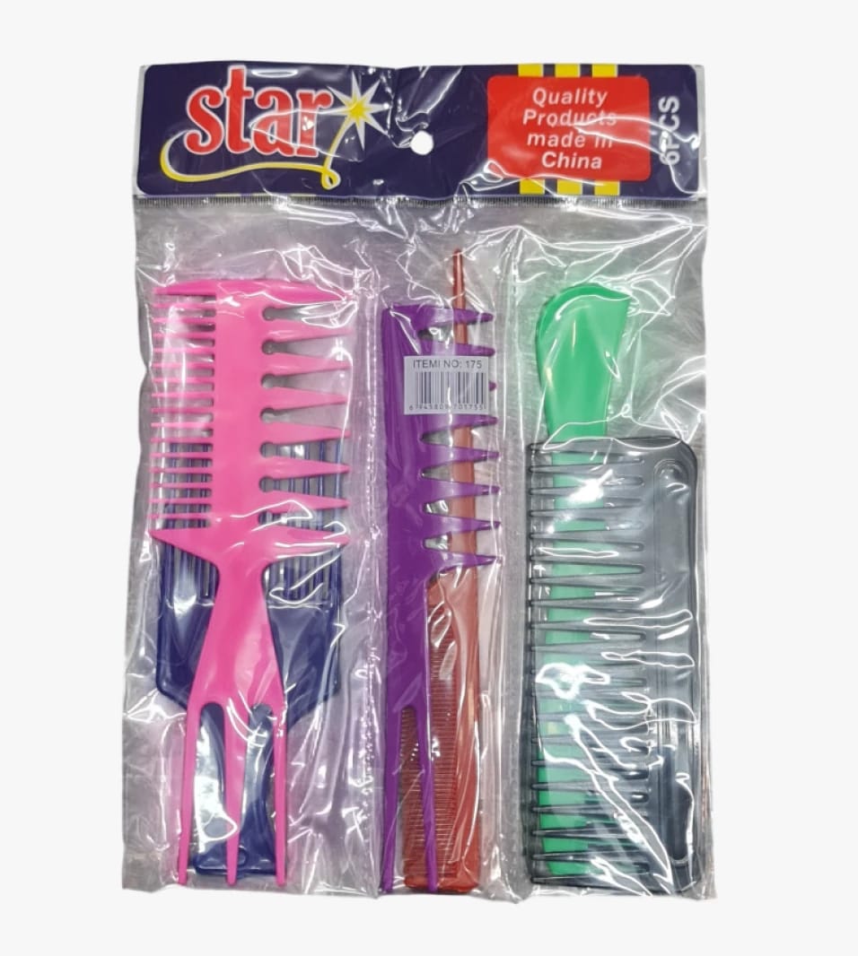 Star Combs Set Colorful and Functional, Modern Design for Styling All Hair Types for Women and Men