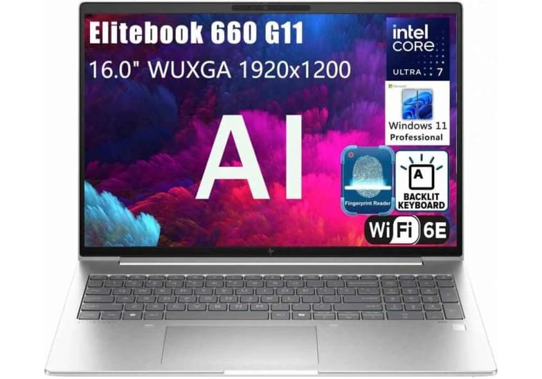 HP Elitebook 660 G11 16" FHD+ Business AI Laptop, Intel Ultra 7 155U, 16GB DDR5 RAM, 512GB PCIe SSD, WiFi 6E, Backlit Keyboard, Fingerprint Reader, Windows 11 Pro