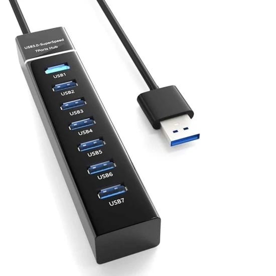 موزع USB 3.0 بـ 7 منافذ فائق السرعة 5 جيجابت في الثانية مع مؤشر LED
