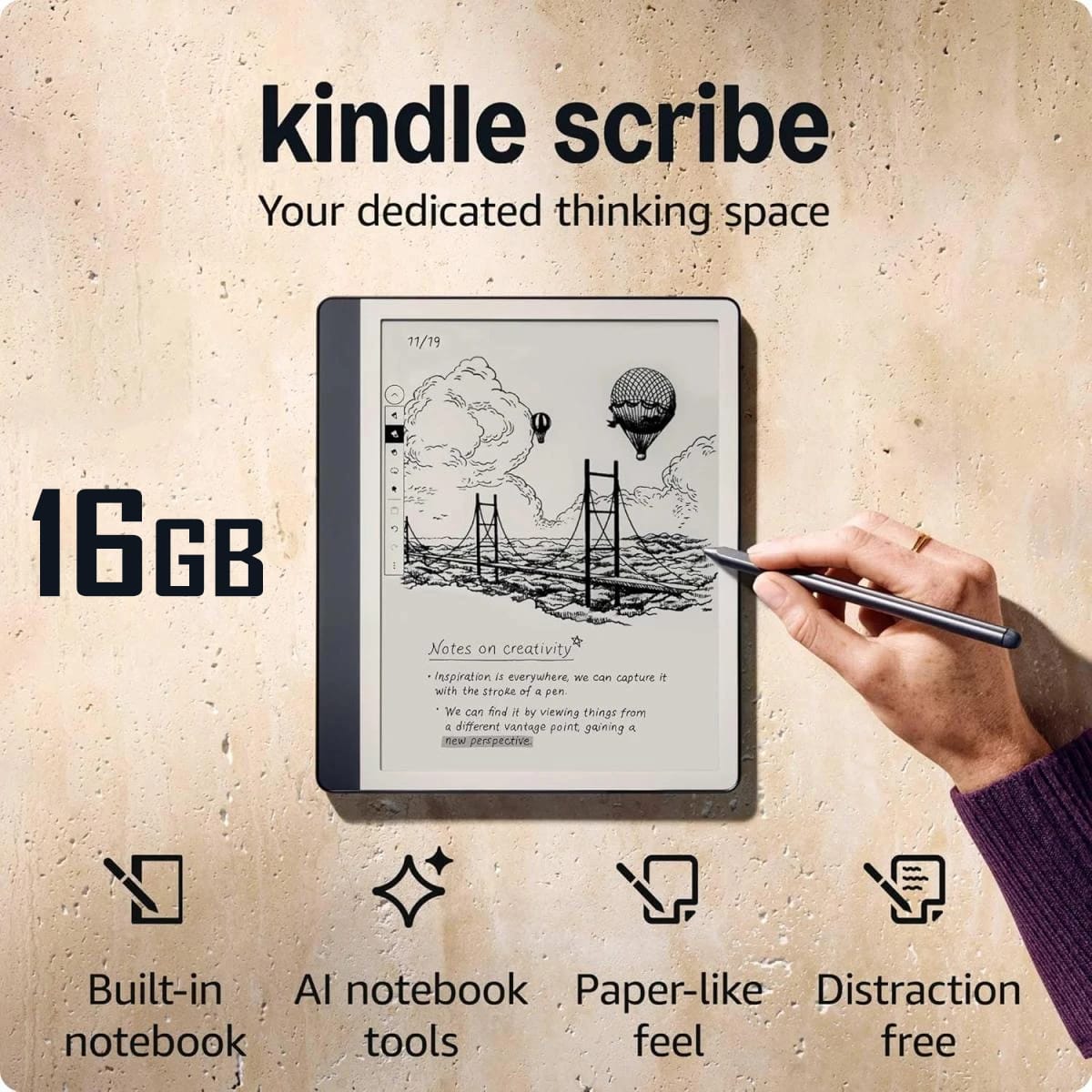 Amazon Kindle Scribe E-Reader (2024) 16GB, 10.2" Display & Premium Pen - Tungsten