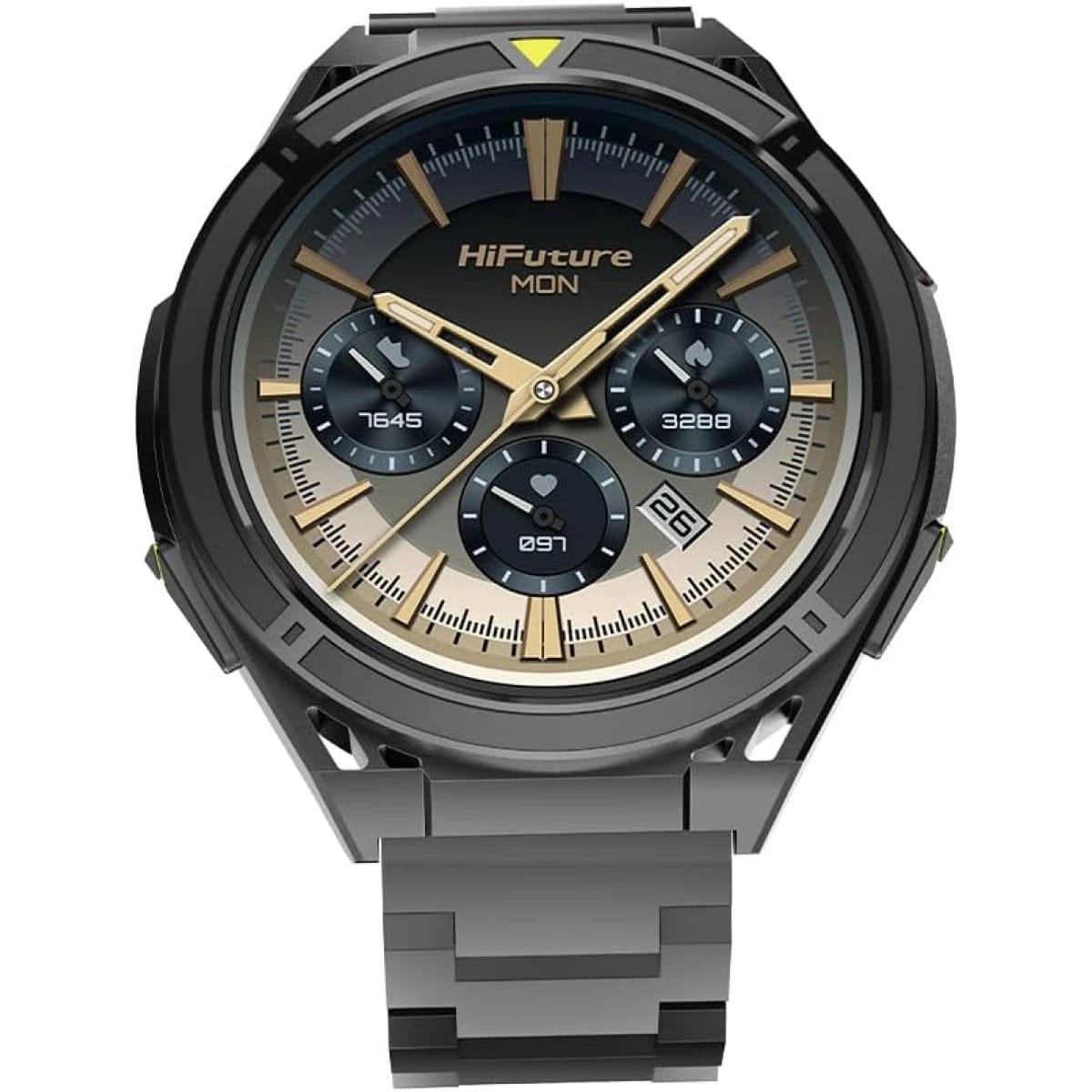 HiFuture ACTIVE Smartwatch with Dual Band GPS, 1.43" AMOLED Display, and 7-Day Battery Life - Black & Yellow