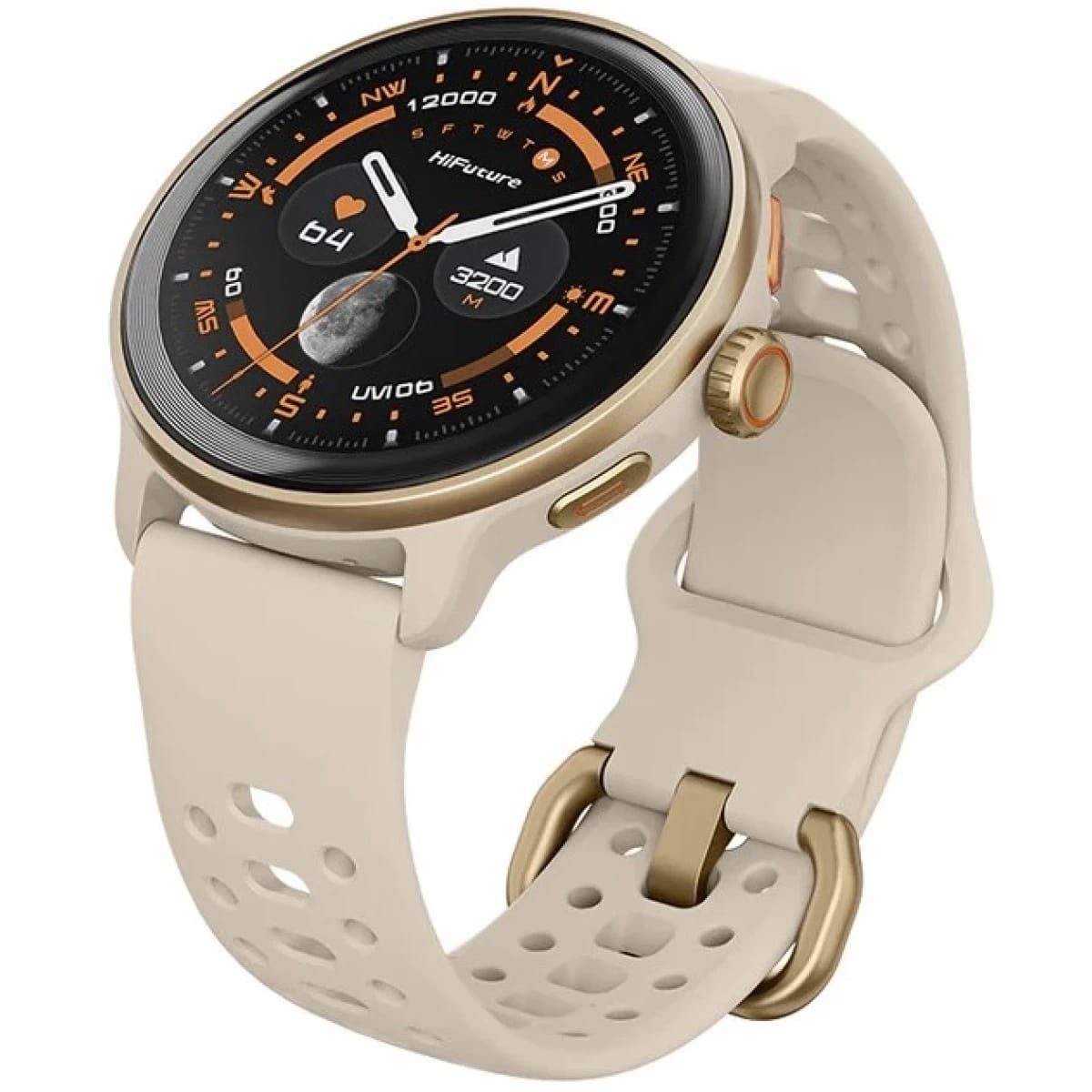 HiFuture VELA Smart Watch, 1.43" AMOLED Display, Bluetooth 5.3, Powered by Dual Core Processor & Syntra AI, GPS Heartbeat & 100+ Sports Modes, 5ATM Waterproof, 36mm - Latte