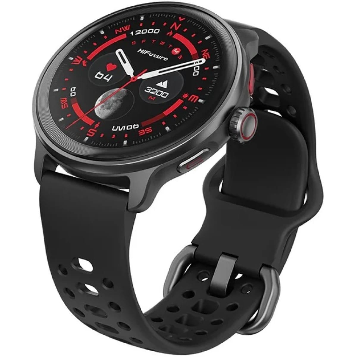 HiFuture VELA Smart Watch, 1.43" AMOLED Display, Bluetooth 5.3, Dual Core Processor & Syntra AI, GPS, Heartbeat Monitor & 100+ Sports Modes, 5ATM Waterproof, 36mm - Black